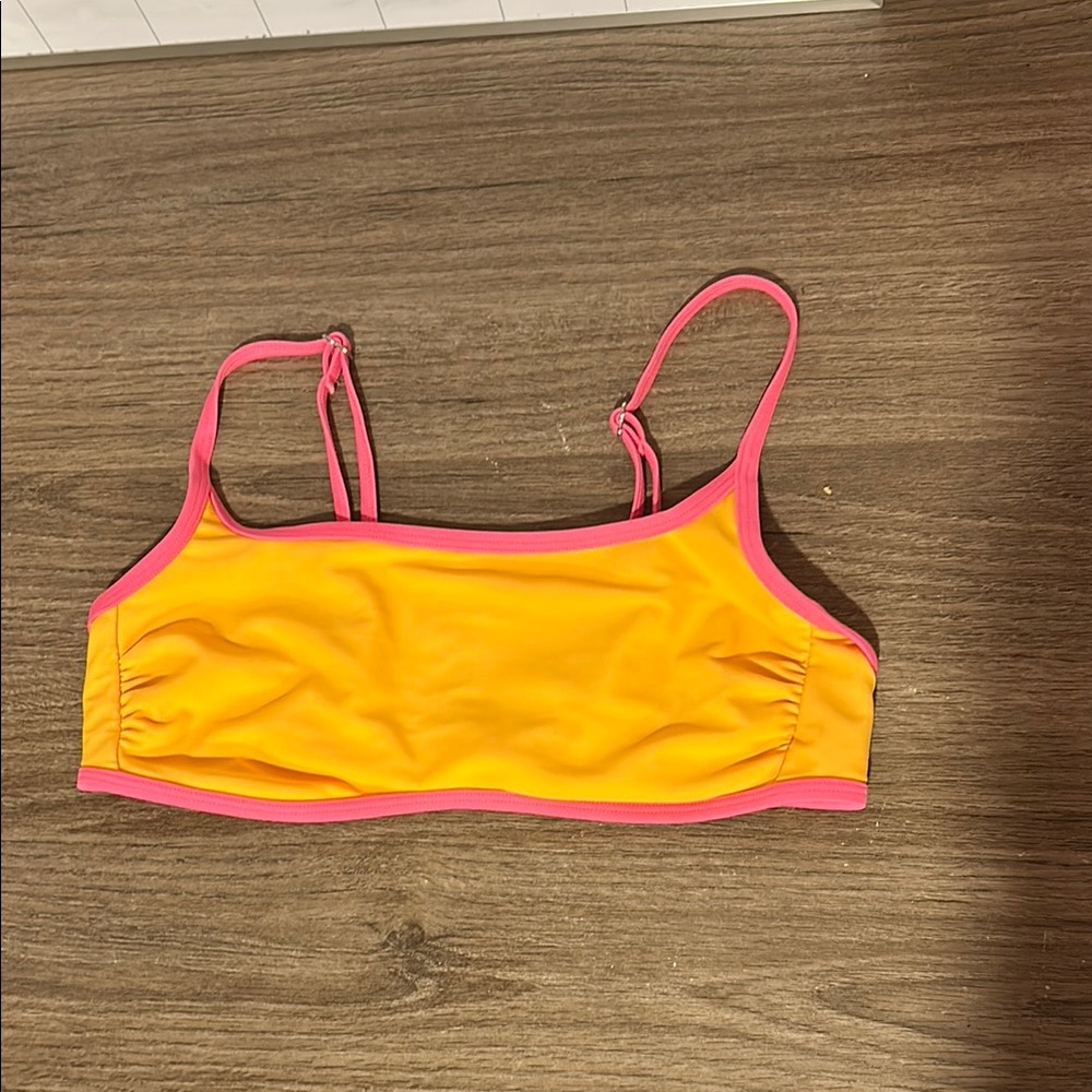 Colorful Bikini Top with Pink Trim